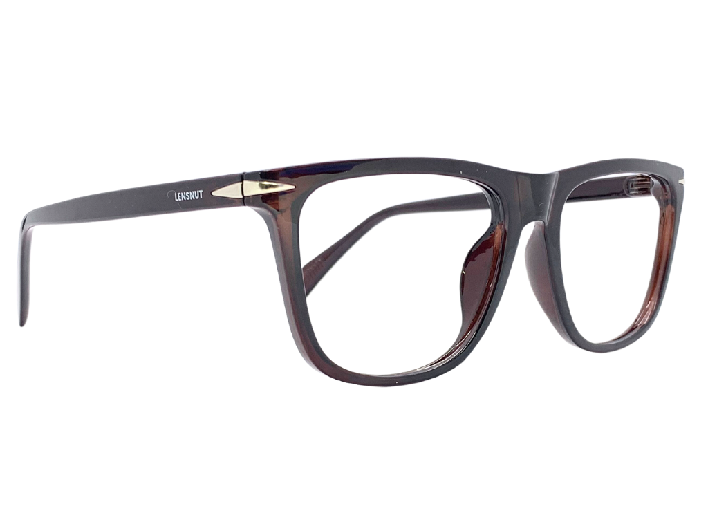Lensnut Glossy Brown Rectangle Full Rim Eyeglasses ST85207C2