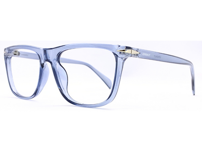 Lensnut Glossy Blue Transparent Rectangle Full Rim Eyeglasses ST85207C4T
