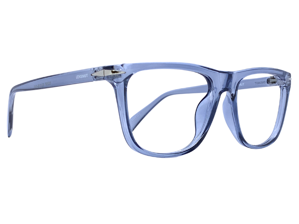 Lensnut Glossy Blue Transparent Rectangle Full Rim Eyeglasses ST85207C4T