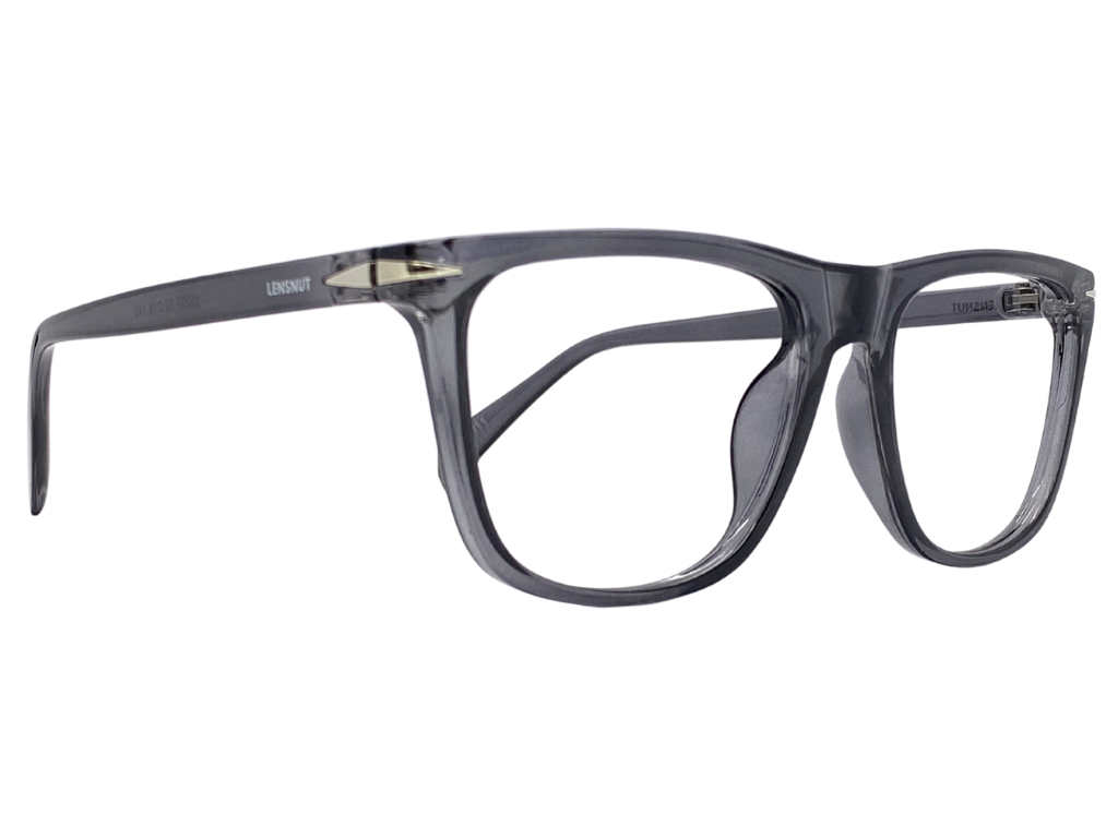 Lensnut Glossy Grey Transparent Rectangle Full Rim Eyeglasses ST85207C5T