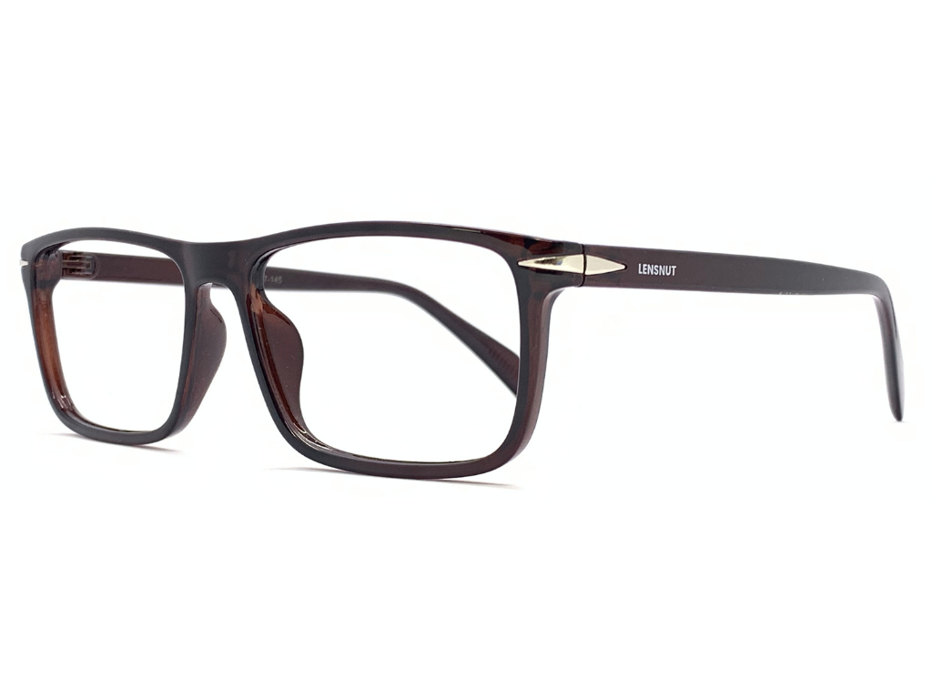 Lensnut Glossy Brown Rectangle Full Rim Eyeglasses ST85208C2