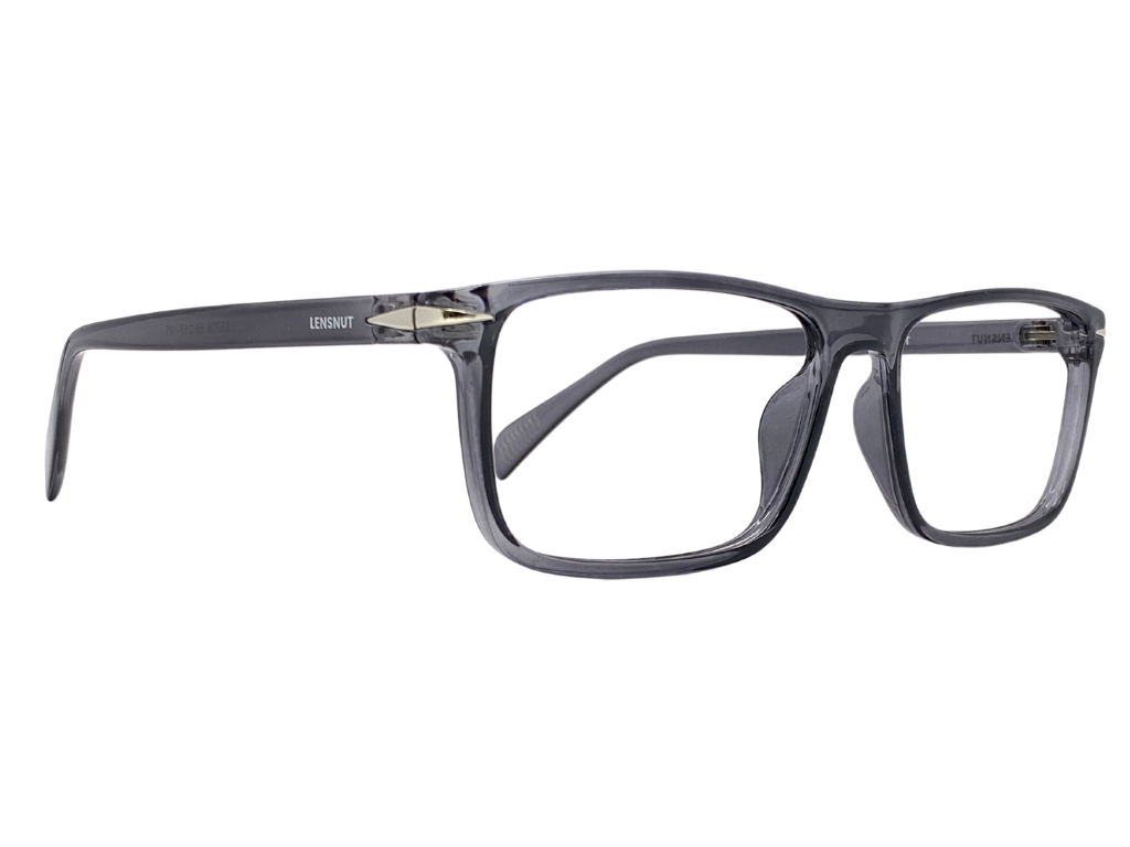Lensnut Glossy Grey Transparent Rectangle Full Rim Eyeglasses ST85208C5T