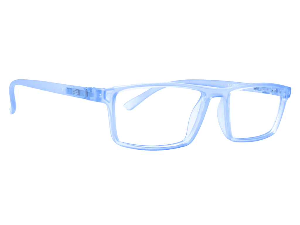 Lensnut Blue Transparent Rectangle Full Rim Eyeglasses LNTR2015C4T